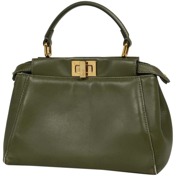 1000064472910 11 Fendi Mini Peekaboo Leather 2WAY Shoulder Bag Green