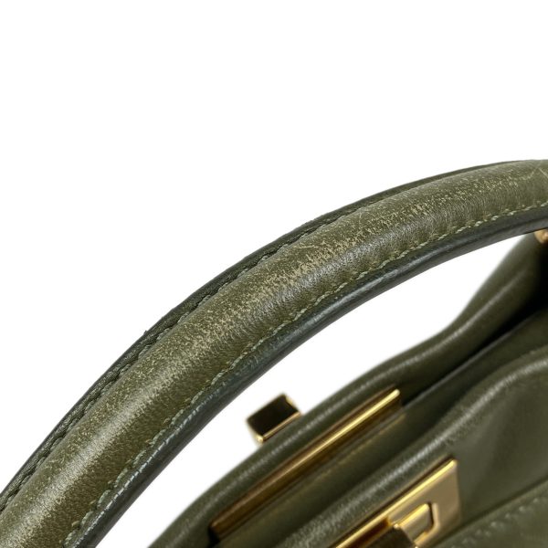 1000064472910 18 Fendi Mini Peekaboo Leather 2WAY Shoulder Bag Green