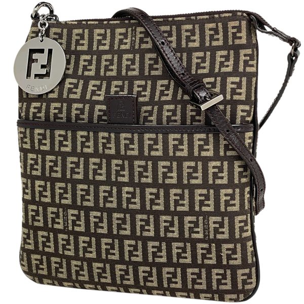 1000064546109 11 Fendi Zucchino Pattern Shoulder Bag Crossbody Logo Shoulder Bag Canvas Brown