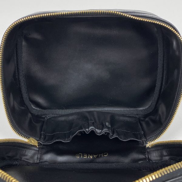 1000064548073 16 Chanel Cocomark Accessory Case CC Cosmetic Pouch Leather Black