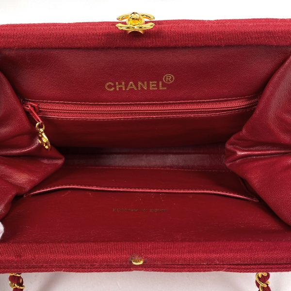 1000064569238 18 Chanel Coco Mark Chain Handbag Matelasse Clasp Handbag Jersey Red