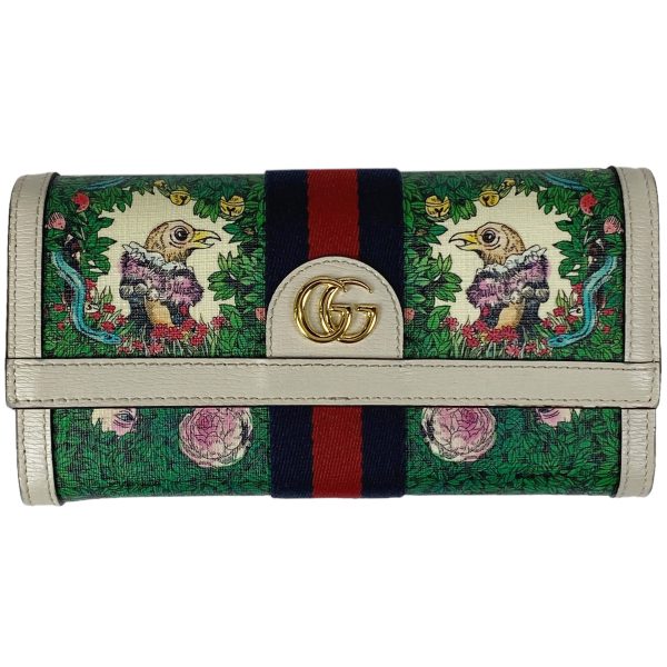 1000064739921 11 Gucci GG Continental Long Wallet Higuchi Yuko Sherry Line Coated Canvas Green