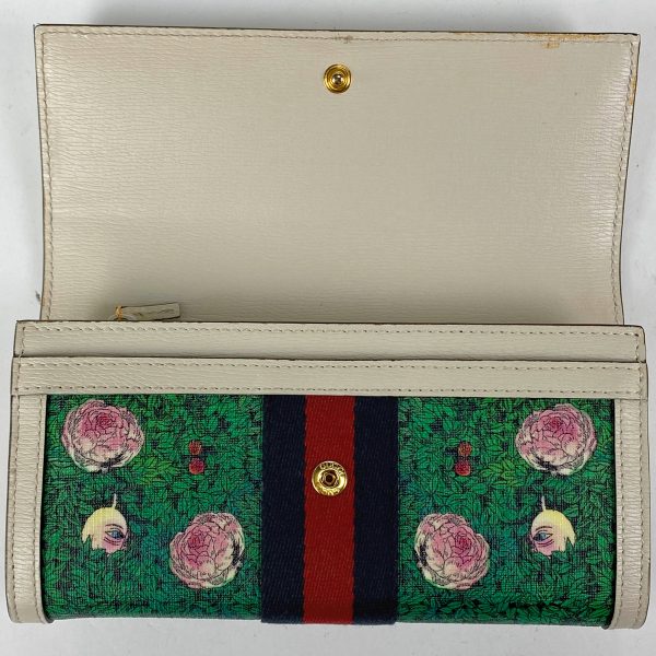 1000064739921 18 Gucci GG Continental Long Wallet Higuchi Yuko Sherry Line Coated Canvas Green