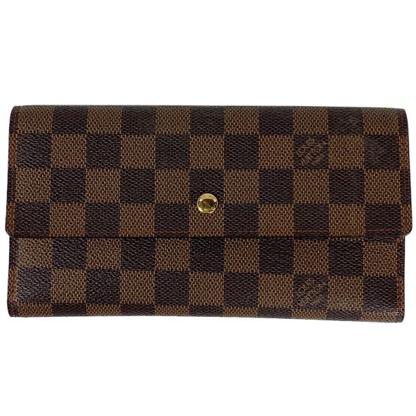 1000064887523 11 Louis Vuitton Portefeuille International Trifold Long Wallet Damier Brown