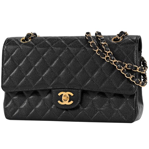 1000064889329 01 Chanel Matelasse W Flap Chain Shoulder Bag Coco Mark Caviar Skin Black