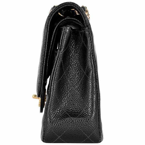 1000064889329 04 Chanel Matelasse W Flap Chain Shoulder Bag Coco Mark Caviar Skin Black