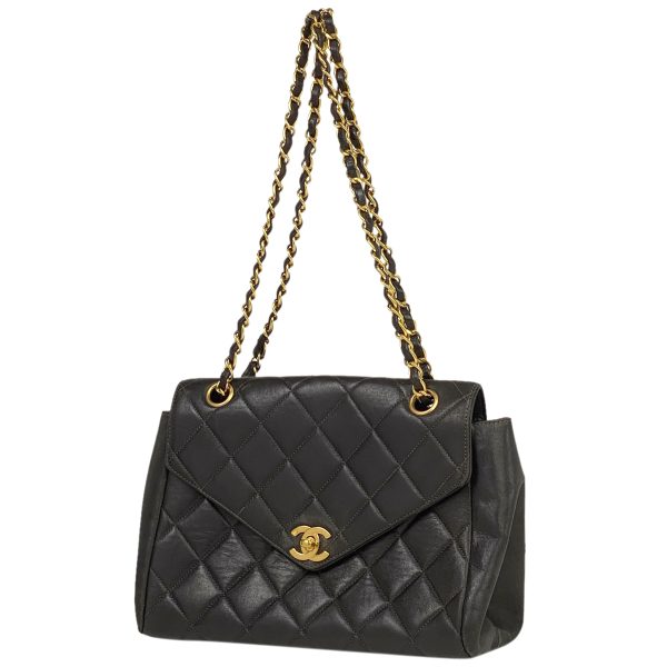 1000065079620 11 Chanel Coco Mark Chain Shoulder Bag Matelasse W Chain Leather Black