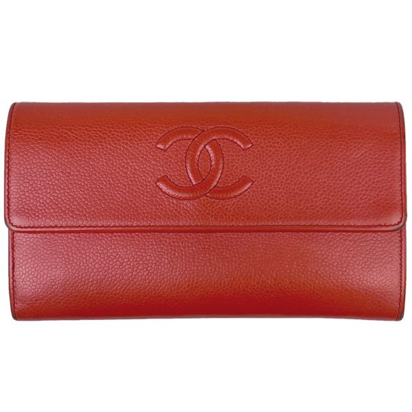 1000065086604 11 Chanel Cocomark Long Wallet CC Bill Compartment Coin Purse Long Wallet Leather Red