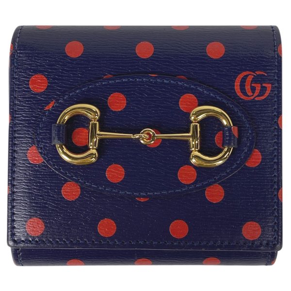 1000065101147 11 Gucci Horsebit 1955 Bifold Wallet Polka Dot Leather Navy