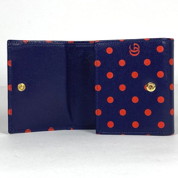 1000065101147 16 Gucci Horsebit 1955 Bifold Wallet Polka Dot Leather Navy