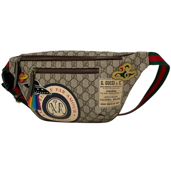 1000065285298 11 Gucci Courier Waist Bag Sherry Line Patch Body GG Supreme Mens Brown