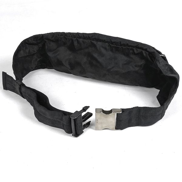 1000065298106 12 Prada Logo Plate Nylon Waist Bag Black