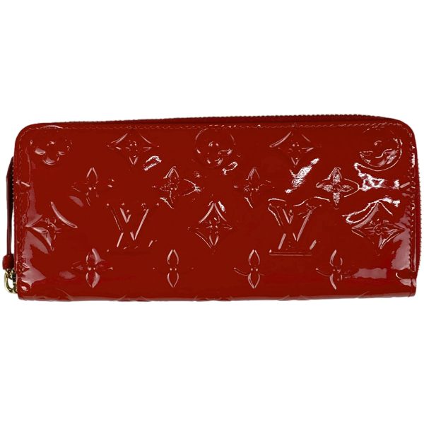 1000065298892 11 Louis Vuitton Portefeuille Clemence Round Zipper Wallet Monogram Vernis Red