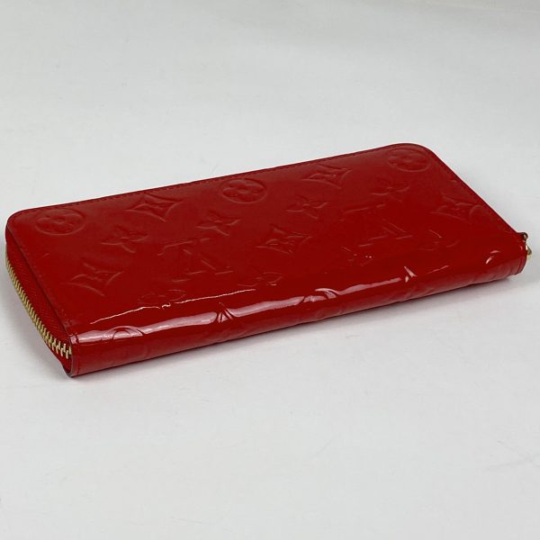 1000065298892 12 Louis Vuitton Portefeuille Clemence Round Zipper Wallet Monogram Vernis Red