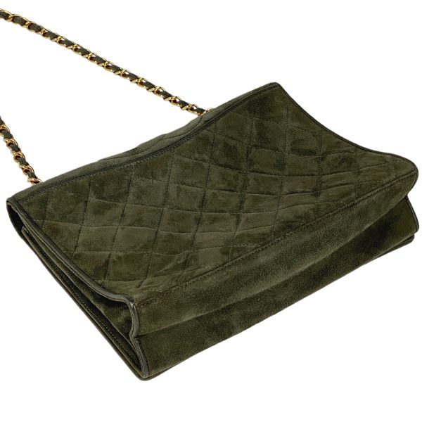 1000065309833 12 Chanel Coco Mark Chain Shoulder Bag CC Mark Suede Green