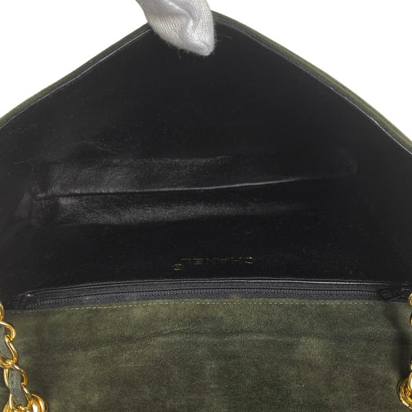 1000065309833 19 Chanel Coco Mark Chain Shoulder Bag CC Mark Suede Green