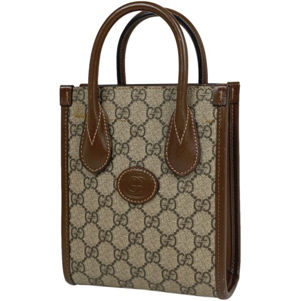 1000065362562 11 Gucci Interlocking G Mini Tote 2WAY Shoulder Handbag GG Supreme Beige