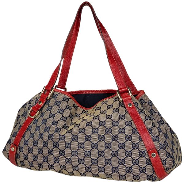 1000065425717 11 Gucci GG Pattern Tote Shoulder Bag Beige Red