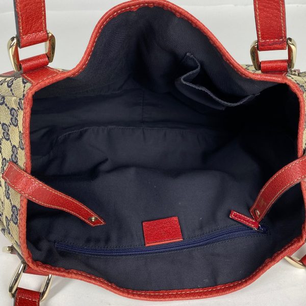 1000065425717 17 Gucci GG Pattern Tote Shoulder Bag Beige Red