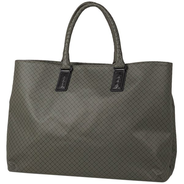 1000065427483 11 Bottega Veneta Intrecciato Pattern Canvas Tote Bag Gray