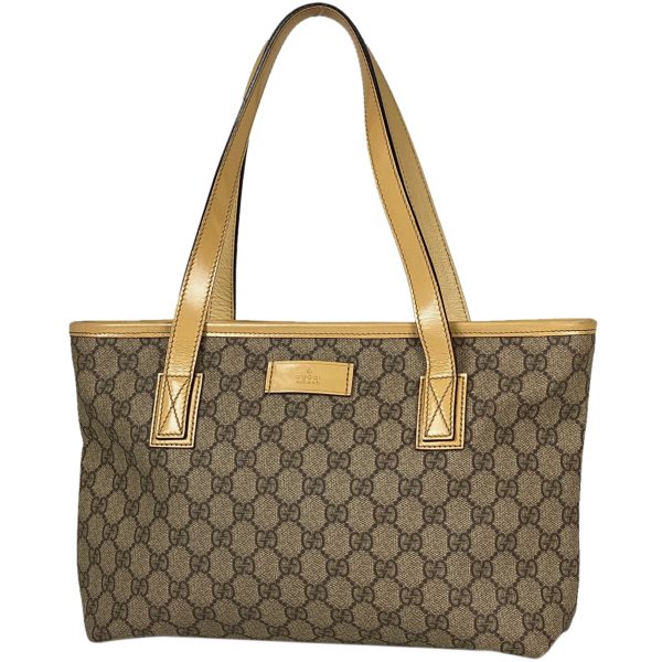 1000065446699 11 Gucci GG Pattern Tote Bag Handbag Shoulder Coated Canvas Beige