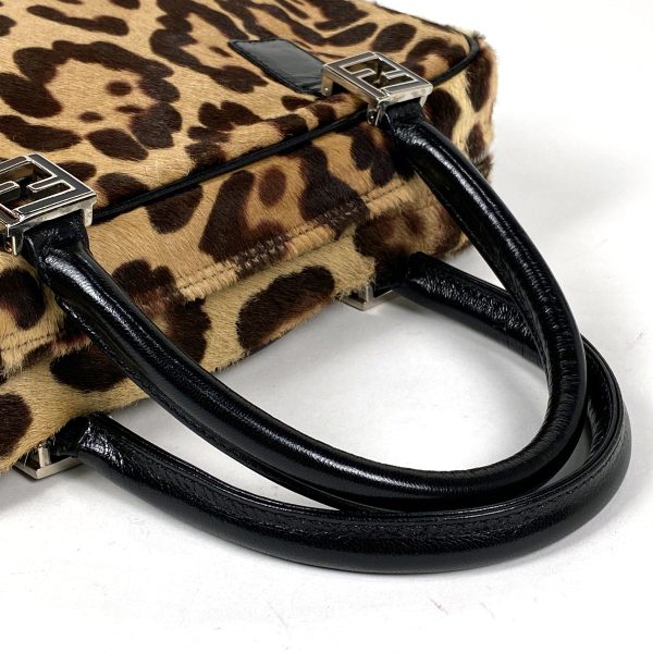 1000065465782 16 Fendi Logo 2WAY Shoulder Bag Leopard Print Brown