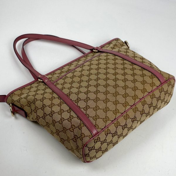 1000065506102 12 Gucci GG Pattern Tote Bag Logo Shoulder Bag GG Canvas Brown