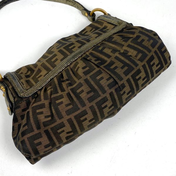 1000065510482 12 Fendi Zucca Pattern Canvas Shoulder Bag Brown Gold