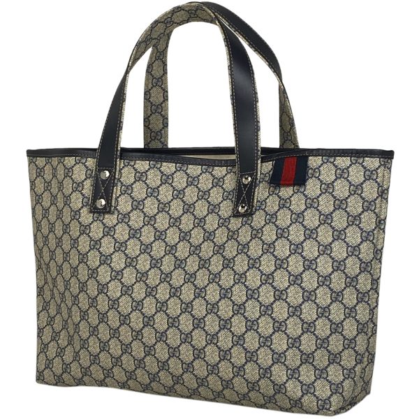 1000065518075 11 Gucci GG Pattern Tote Bag Sherry Line Web Shoulder Tote Bag Coated Canvas Beige