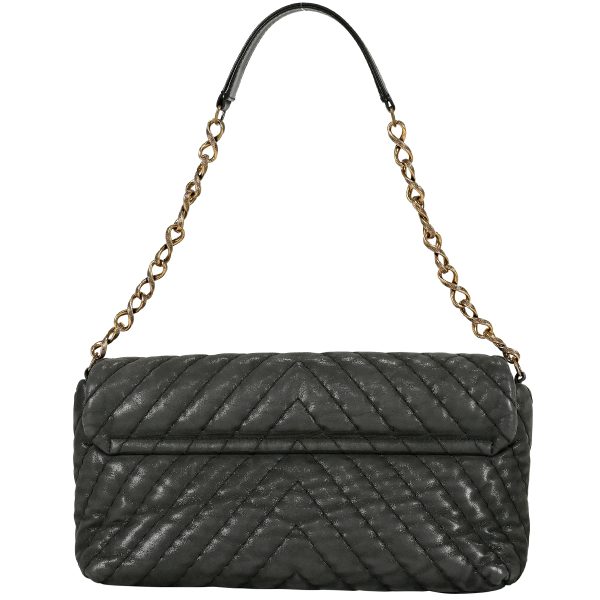 1000065522690 03 Chanel V Stitch Chain Shoulder Bag Chevron Sparkle Leather Gray