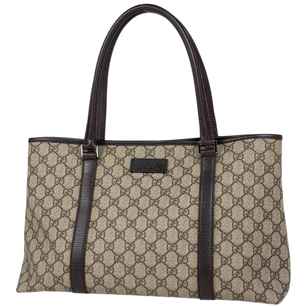 1000065548072 11 Gucci GG Pattern Coated Canvas Tote Bag Beige Brown