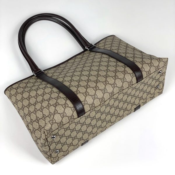 1000065548072 12 Gucci GG Pattern Coated Canvas Tote Bag Beige Brown