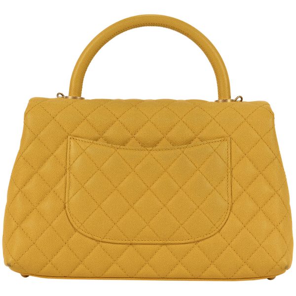 1000065548492 03 Chanel Coco Mark Handbag 2WAY Shoulder Bag Matelasse Coco Handle Caviar Skin Yellow