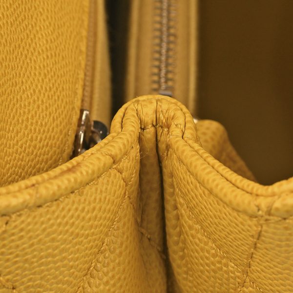 1000065548492 10 Chanel Coco Mark Handbag 2WAY Shoulder Bag Matelasse Coco Handle Caviar Skin Yellow