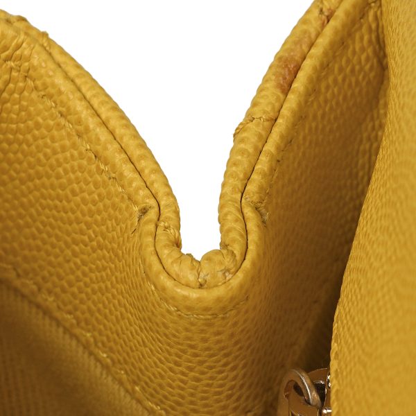 1000065548492 11 Chanel Coco Mark Handbag 2WAY Shoulder Bag Matelasse Coco Handle Caviar Skin Yellow