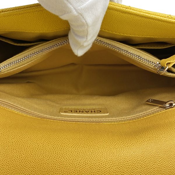 1000065548492 14 Chanel Coco Mark Handbag 2WAY Shoulder Bag Matelasse Coco Handle Caviar Skin Yellow