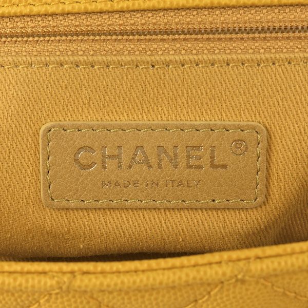 1000065548492 15 Chanel Coco Mark Handbag 2WAY Shoulder Bag Matelasse Coco Handle Caviar Skin Yellow