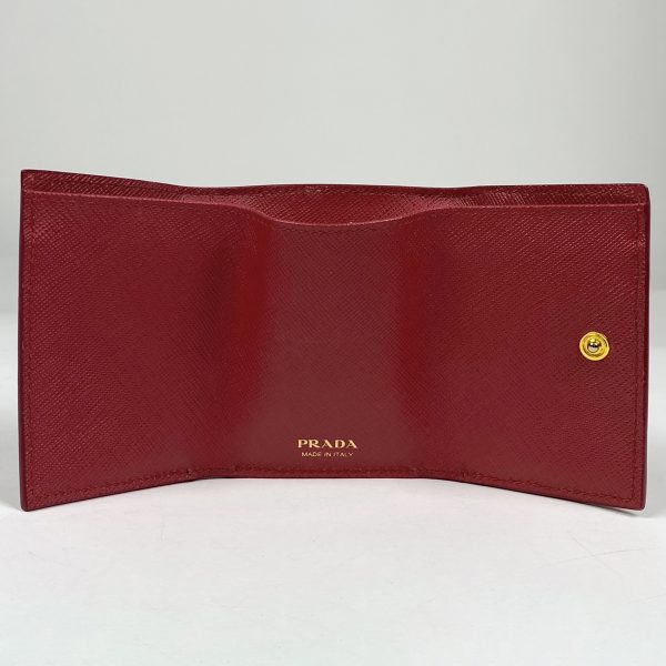 1000065570349 17 Prada Logo Trifold Wallet Saffiano Leather Red