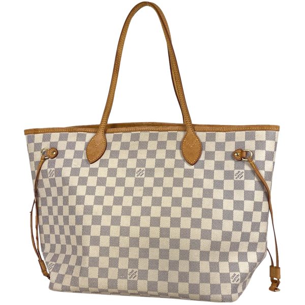 1000065570967 11 Louis Vuitton Neverfull MM Shoulder Tote Bag Damier White