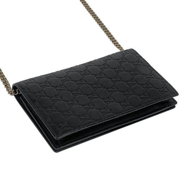 1000065606970 12 Gucci Guccisima Shoulder Bag Chain Wallet 2WAY Shima Leather Black