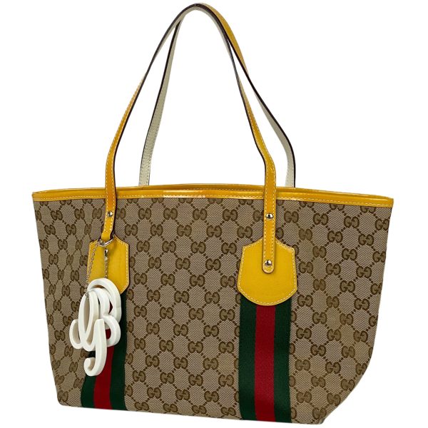 1000065703204 11 Gucci GG Pattern Tote Bag Jolie Sherry Line Web GG Canvas Brown