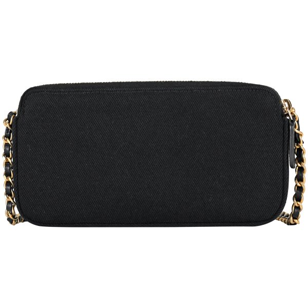 1000065770923 03 Chanel Cocomark Chain Wallet Long Wallet Clutch Pochette 2WAY Shoulder Bag Canvas Black