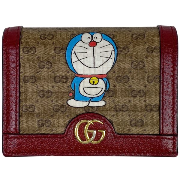 1000065814986 11 Gucci Micro GG Pattern Doraemon Double G GG Marmont Compact Wallet Coated Canvas Red