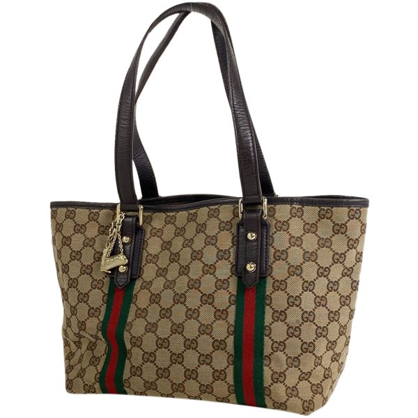 1000065817468 11 Gucci GG Pattern Sherry Line Web Tote Bag Brown