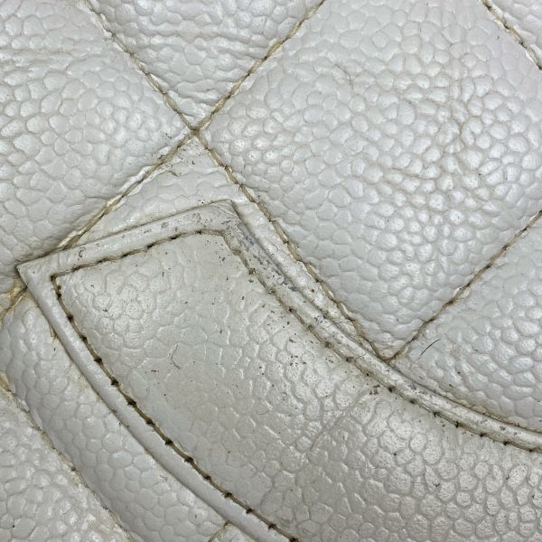 1000066187218 17 Chanel Reprint Tote Handbag Coco Mark Caviar Skin White A01804