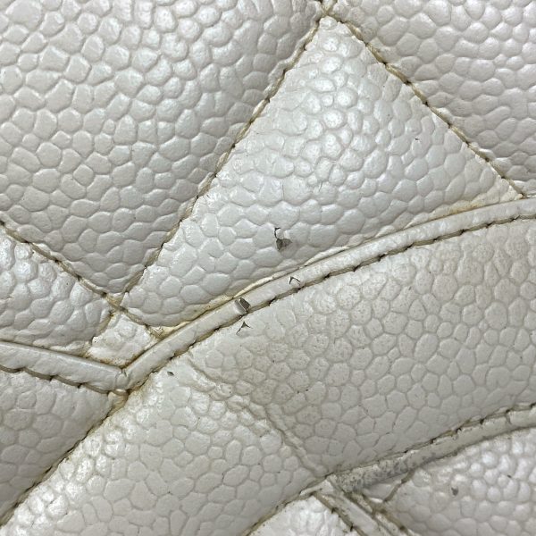 1000066187218 18 Chanel Reprint Tote Handbag Coco Mark Caviar Skin White A01804