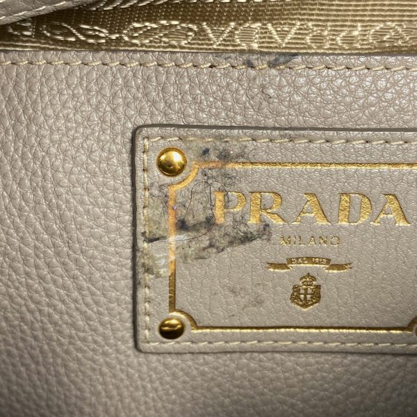 1000066188635 16 Prada Logo Shoulder Bag One Shoulder Vitello Dino Leather Gray