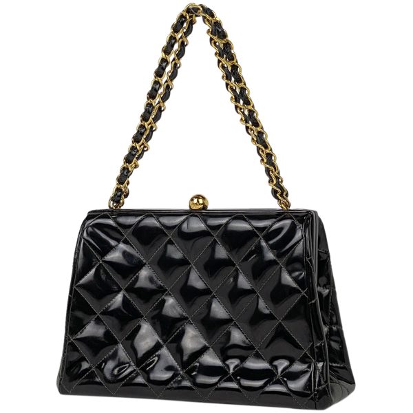 1000066192779 11 Chanel Coco Mark Chain Handbag Matelasse Clasp Enamel Patent Leather Black