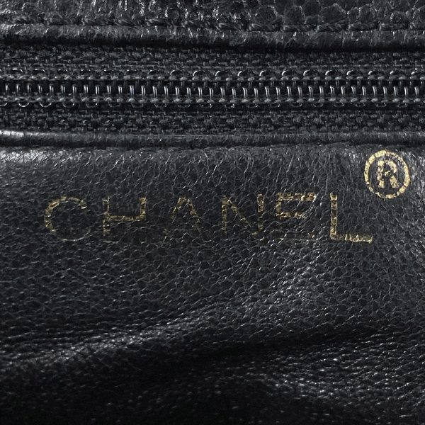 1000066192786 25 Chanel Cocomark Plastic Chain Tote Bag Matelasse Wood Style Caviar Skin Black