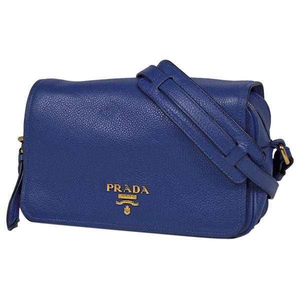 1000066194131 11 Prada Logo Shoulder Bag Leather Blue